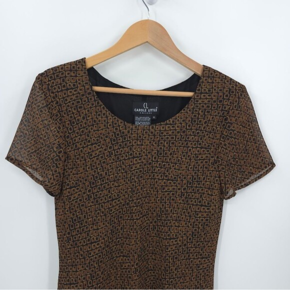 Vintage 90s Carole Little Midi Dress Forest Fairy Boho Geometric Print Grunge - Picture 4 of 15